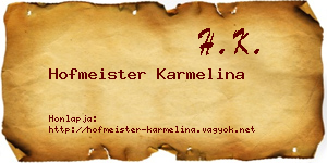 Hofmeister Karmelina névjegykártya